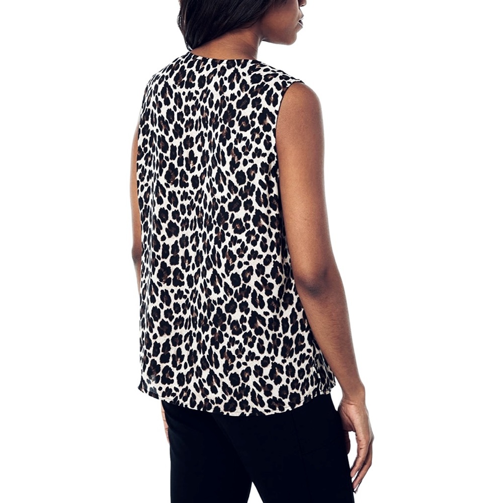 NEW Design Loft Sheer Leopard Print Ruffle Top - Picture 3 of 6